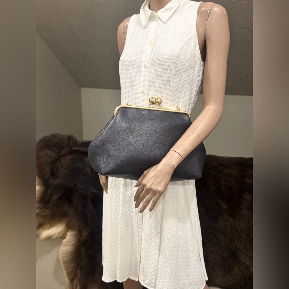 Genuine Pebble Leather Handmade Vintage Style Extra Large Kisslock Frame Bag - Picture 3 of 16